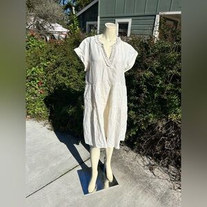 Ivory Tiered Dress with Beaded Neckline